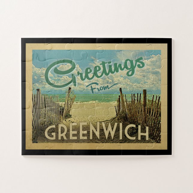 Greenwich Connecticut Beach Vintage Travel Jigsaw Puzzle (Horizontal)