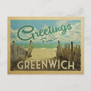 Greenwich Connecticut Beach Vintage Travel Postcard