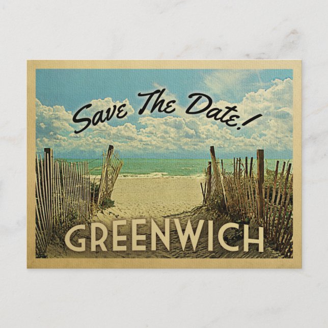 Greenwich Connecticut Save The Date Vintage Announcement Postcard (Front)