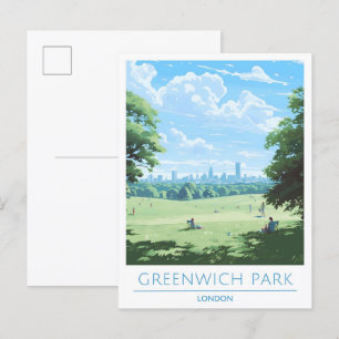 Greenwich Park London England Vintage Travel  Postcard