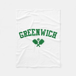 Greenwich pickleball green fleece blanket