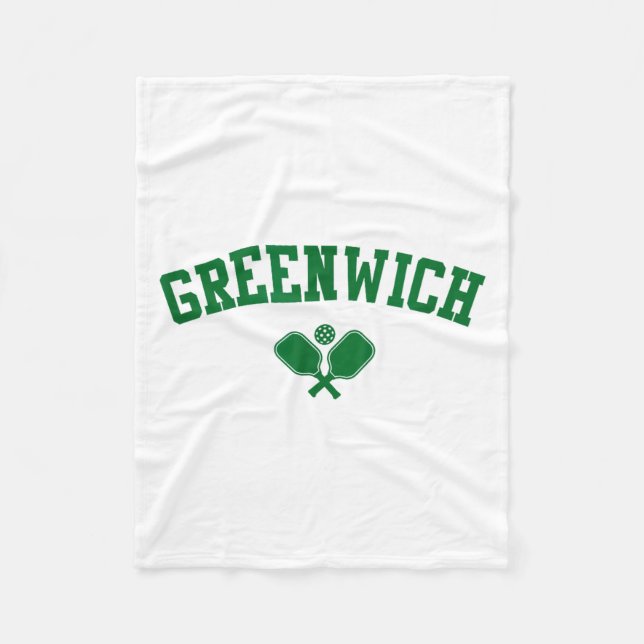 Greenwich pickleball green  fleece blanket (Front)