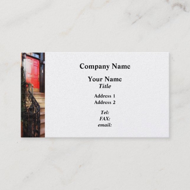 Greenwich Village Brownstone with Red Door Business Card (Front)