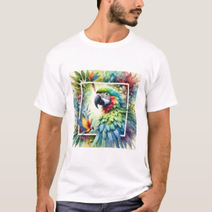Greenwinged macaw in watercolor 010824AREF106 - Wa T-Shirt