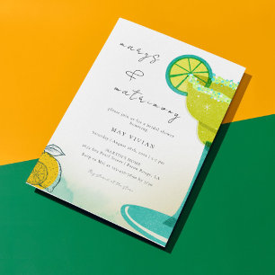 Greeny Watercolor Margarita Lime Bridal Shower Invitation