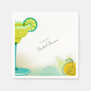 Greeny Watercolor Tacos & Tequila Bridal Shower Napkin