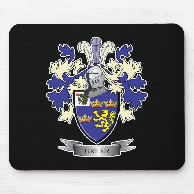 Greer Family Crest Coat of Arms Mouse Mat (Front)
