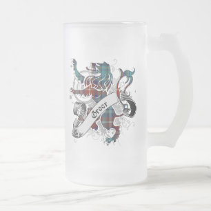 Greer Tartan Lion Frosted Glass Beer Mug
