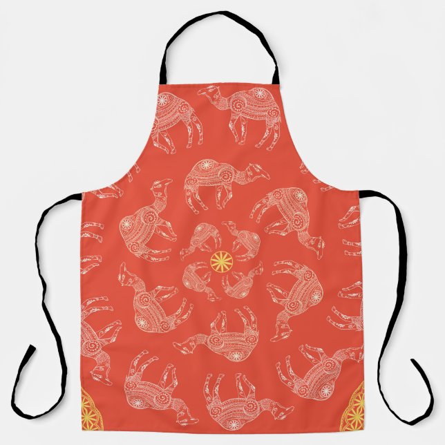 Greeting Beautiful card with camel. Frame of anima Apron (Front)
