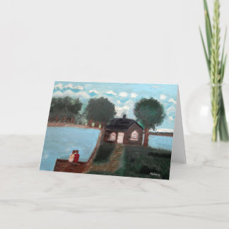 GREETING CARD: A Couple on a Deck at a Cabin Card