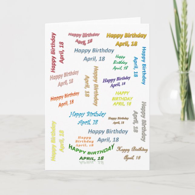 Greeting Card April, 18 Birthday (Front)