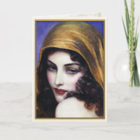 Greeting Card Art with A Beautiful Gypsy Girl