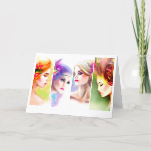 Greeting Card Beautiful Woman face collage
