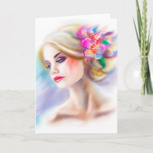 Greeting Card beautiful woman portrait