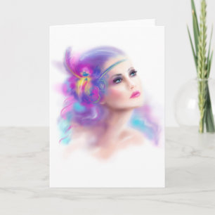 Greeting Card beautiful woman portrait abstract