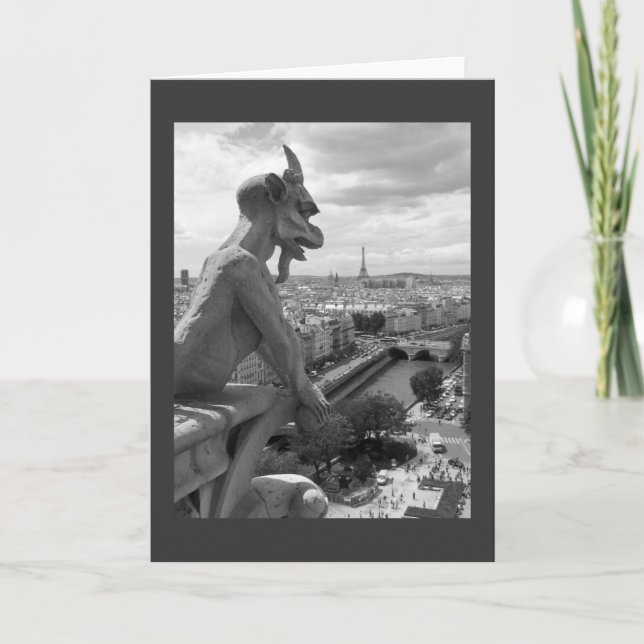 Greeting card, blank, with Gargoyle, black & white Card (Front)
