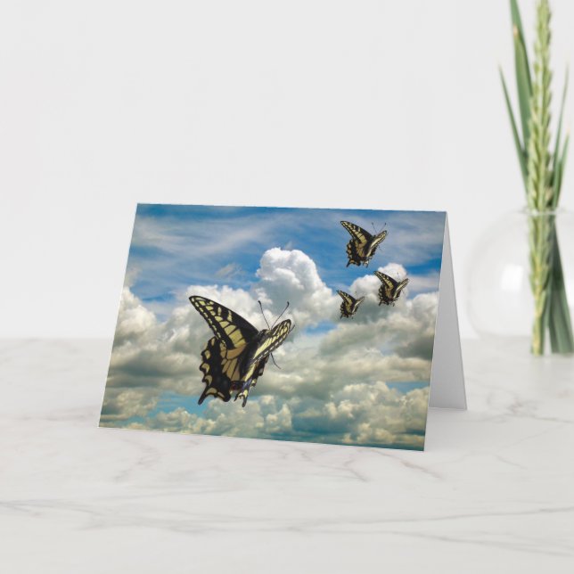 Greeting Card - Butterflies in Cloudy Sky (Front)