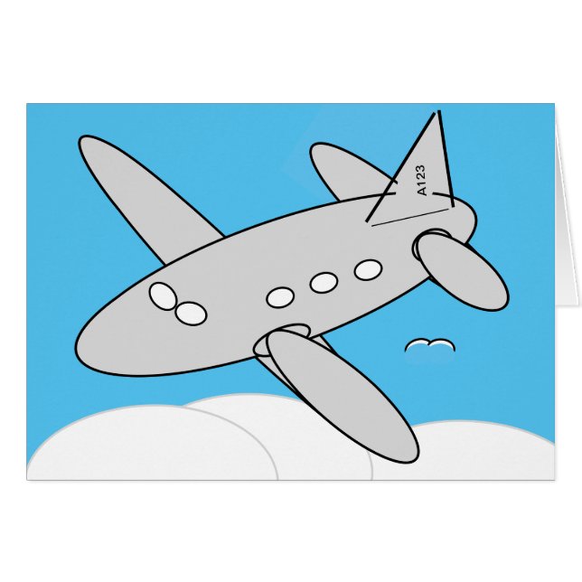 Greeting Card - Cartoon Aeroplane (Front Horizontal)