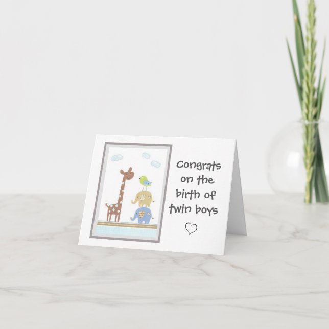 Greeting Card - Congrats on the birth of twin boys (Front)