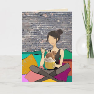 Greeting Card Cozy Ice Cream Girl