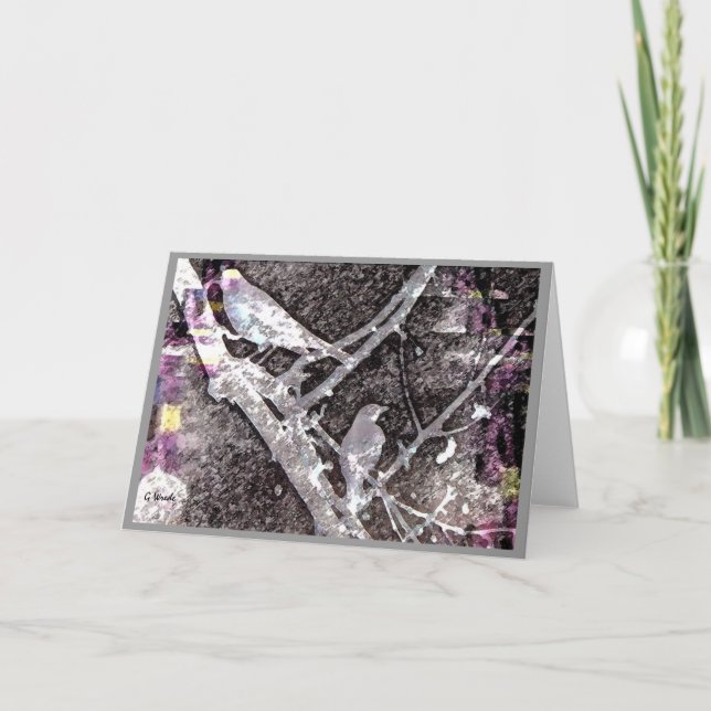 Greeting Card-Early Spring Robins in Tree Card (Front)