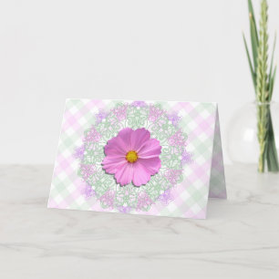 Greeting Card - Easter - Med. Pink Cosmos on Lace