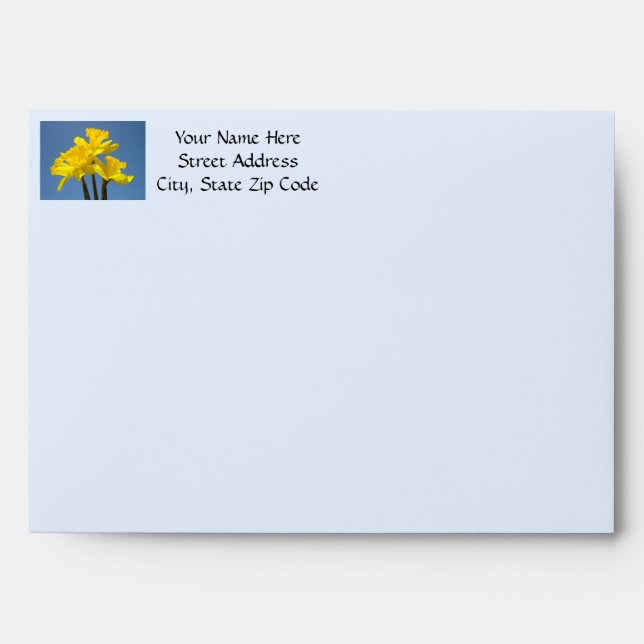 Greeting Card Envelopes Blue Sky Yellow Daffodils (Front)