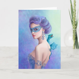 Greeting Card Fantasy winter woman, beautiful