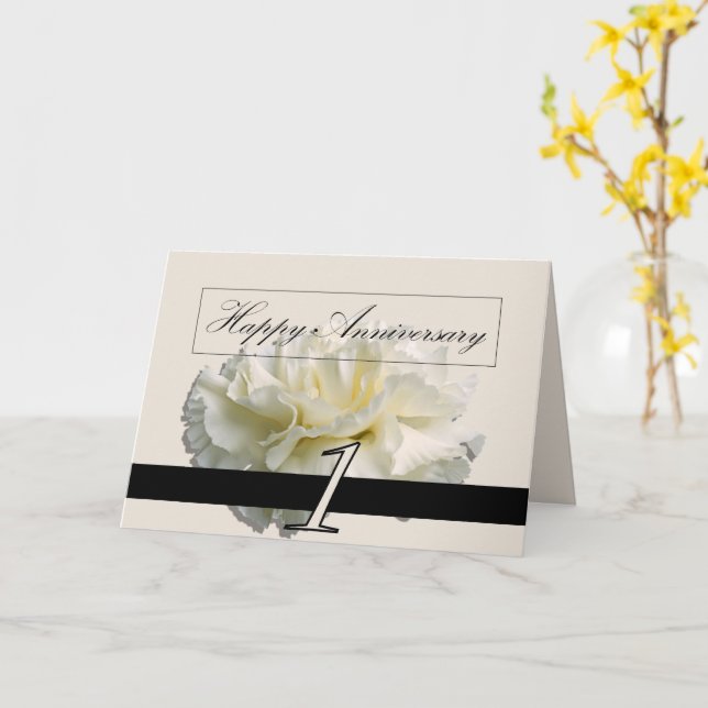 Greeting Card - First Anniversary Carnation (Yellow Flower)