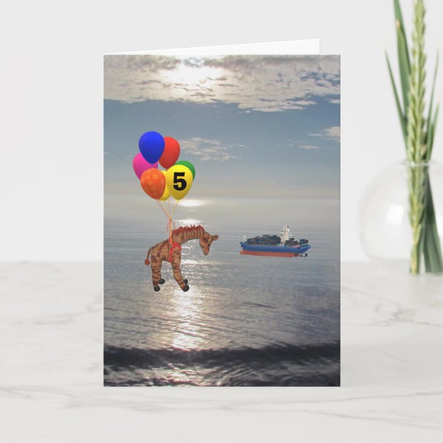 Greeting Card - Giraffe Floating in Sky (Front)