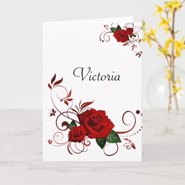 Greeting Card Happy Mother's Day Red Rose (Yellow Flower)