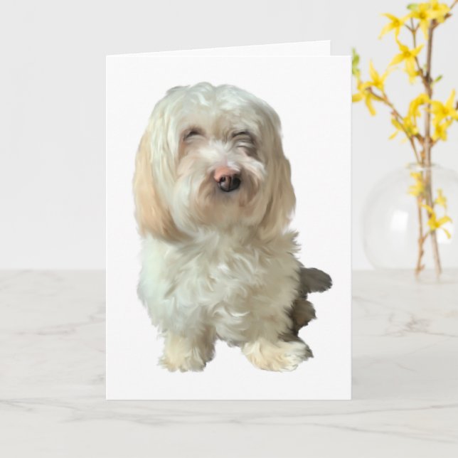 Greeting Card Havanese Dog (Yellow Flower)