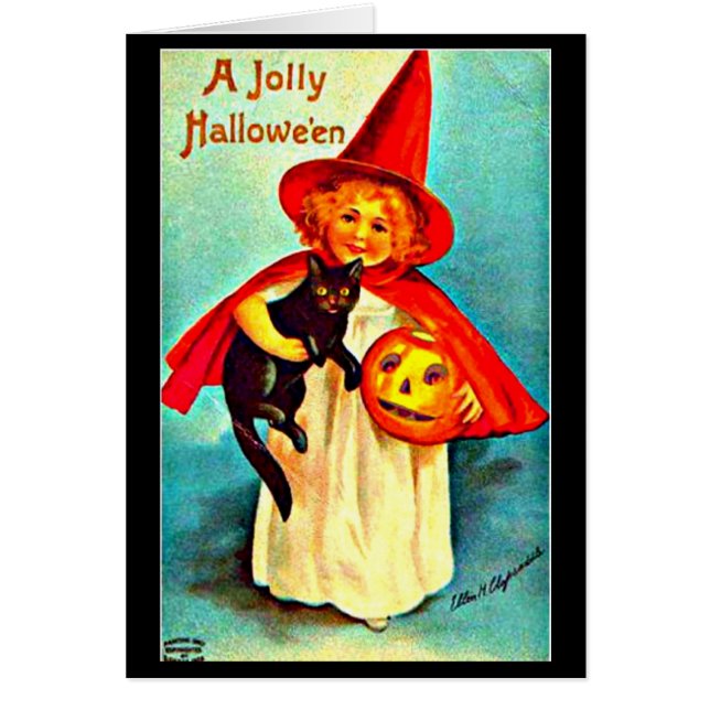 Greeting Card-Holiday Art-Vintage Halloween 34 (Front)