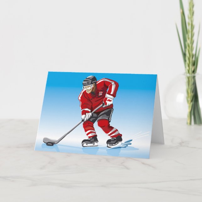 Greeting Card Ice Hockey Player Winter Sport (Front)