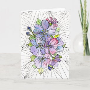 Greeting Card - Lavender and Pink Flowers