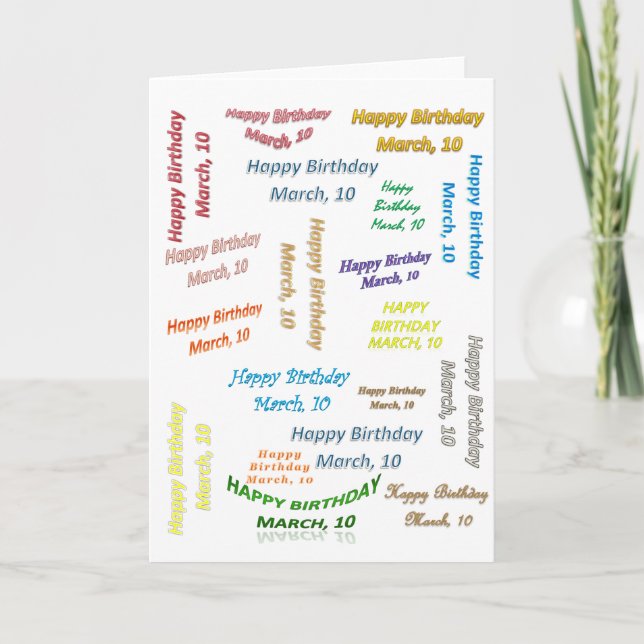Greeting Card March, 10 Birthday (Front)