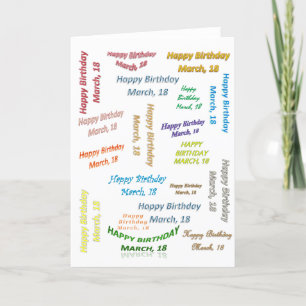 Greeting Card March, 18 Birthday