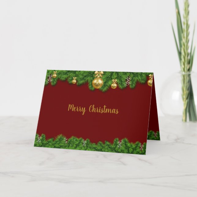 Greeting Card Merry Christmas Garland Red & Green (Front)
