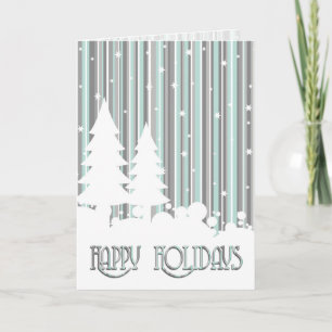 Greeting Card - Mint & Grey - Stars & Snow