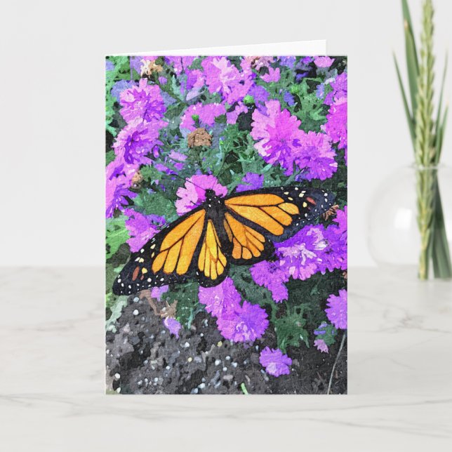 Greeting Card Monarch Purple Asters (Front)