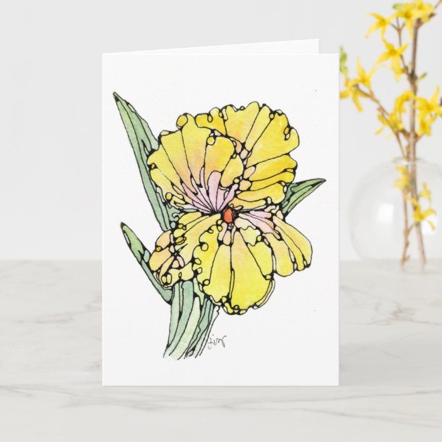 Greeting Card - NGA Watercolor & Ink - Yellow Iris (Yellow Flower)