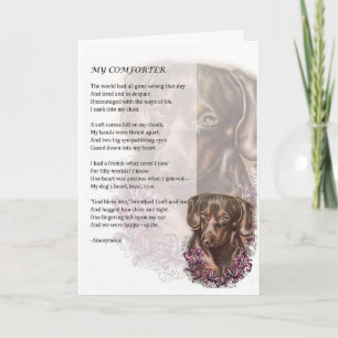 Greeting Card of Dachshund Dog Comforter Poetry