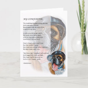 Greeting Card of Fun Boxer Dog Comforter Poem