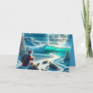 Greeting Card of Santa and Sea Turtles 