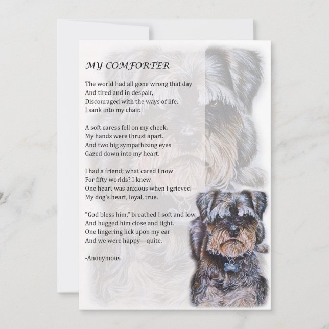 Greeting Card of Terrier Dog Comforter Poem (Front)