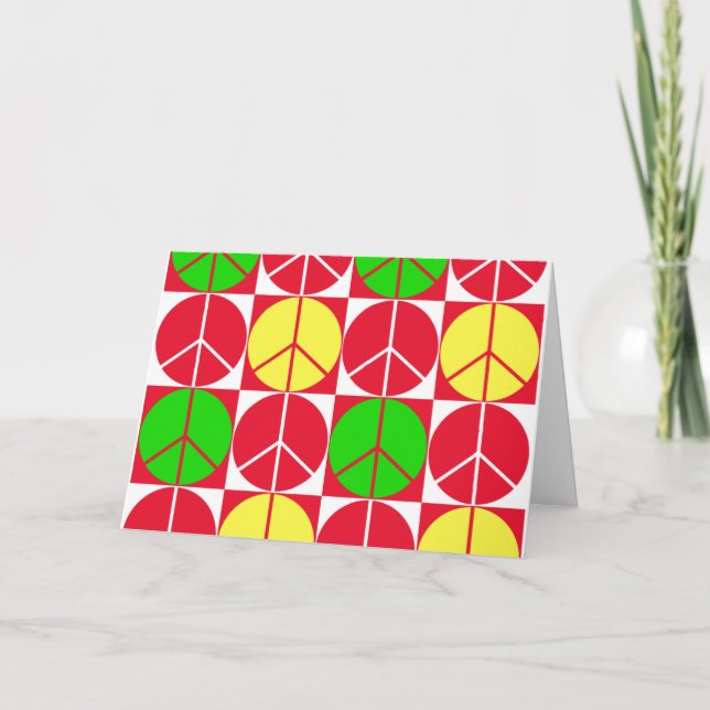 Greeting Card Peace Rasta Chequered Pattern (Front)