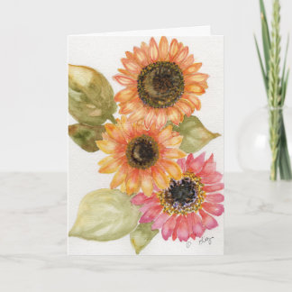 Greeting Card - Pink and Orange Sunflowers