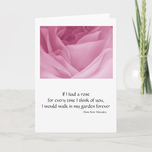 Greeting Card- Pink Rose with Quote Card (Front)