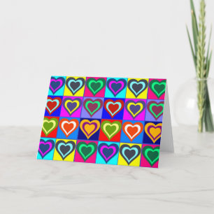 Greeting Card - Pop Art Colourful Hearts
