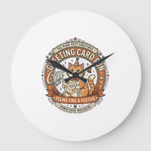Greeting Card Pun Cat Greeting Card Pun Cat Vintag Large Clock